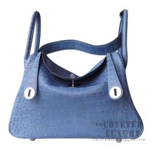 Hermes Lindy 30 Bag 7E Blue Brighton Matte Alligator SHW