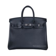 Hermes Birkin 25 in Black Box Calf, front view