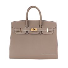 Hermes Birkin 25 in Etoupe Epsom leather with Gold Hardware, front view