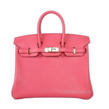Hermes Birkin 25 in Rose Lipstick Swift leather with Gold Hardware, front view