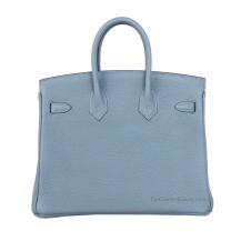 Hermes Birkin 25 in Almond Green Togo leather with Gold Hardware, front view