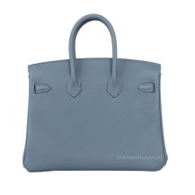 Hermes Birkin 25 in Almond Green Togo leather with Palladium Hardware, front view