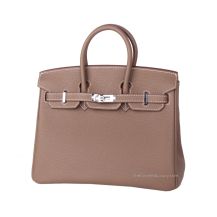 Hermes Birkin 25 in Etoupe Togo leather with Palladium Hardware, front view