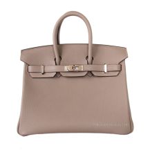 Hermes Birkin 25 in Gris Asphalte Togo leather, front view