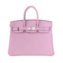 Hermes Birkin 25 in Mauve Purple Togo leather with Palladium Hardware, front view