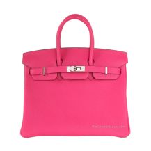 Hermes Birkin 25 in Pink Togo leather with Palladium Hardware, front view