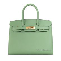 Hermes Birkin 30 in Avocado Green Epsom leather with Gold Hardware, front view