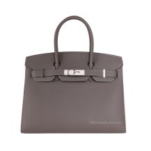 Hermes Birkin 30 in Étain Epsom leather with Palladium Hardware, front view