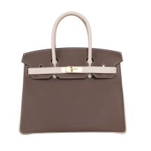 Hermes Birkin 30 in Etoupe Epsom leather with Gold Hardware, front view