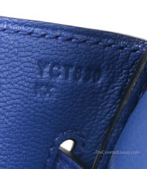Hermes Birkin 30 in Bleu Hydra Ostrich with Gold Hardware, hardware detail