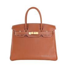 Hermes Birkin 30 in Gold Swift calfskin with Gold, front view