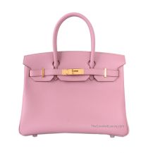 Hermes Birkin 30 in Mauve Purple Togo leather with Gold Hardware, front view