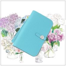 Hermes blue leather wallet with silver button clasp