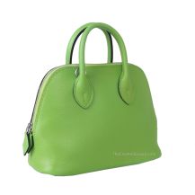 Hermes Bolide 18 in Kiwi Chevre leather with Palladium Hardware, front view
