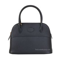 Hermes Bolide 27 in Black Epsom leather with Gold Hardware, front view