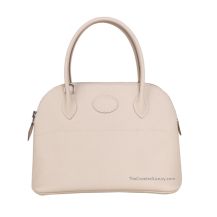 Hermes Bolide 27 in Milky White Epsom leather with Palladium Hardware, front view