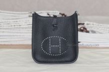 Hermes Evelyne 17 in Black Togo leather with Palladium Hardware, front view
