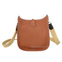Hermes Evelyne 17 in Camel and Beige Togo leather, front view