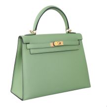 Hermes Kelly 25 Epsom Leather Avocado Green Gold Hardware, front view