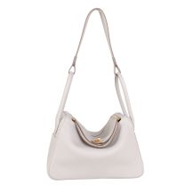 Hermes Lindy 26 in Gris Perle Taurillon Clemence leather with Gold Hardware, front view