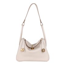 Hermes Lindy 26 in Milky White Taurillon Clemence leather with Palladium Hardware, front view