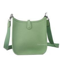Hermes Mini Evelyne 17 in Avocado Green Togo leather with Palladium Hardware, front view