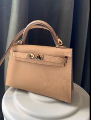 Hermes Mini Kelly II 20 Epsom Leather Dune Gold Hardware