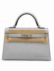 Hermes Mini Kelly II 20 Chevre Chamkila Gris Argent Silver Hardware