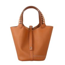 Hermes Picotin 18 in Camel Epsom leather with Palladium Hardware, front view