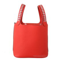 Hermes Picotin 18 in Red Epsom leather with Palladium Hardware, front view