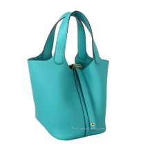 Hermes Picotin 18 in Vert Verone Togo leather with Gold Hardware, front view