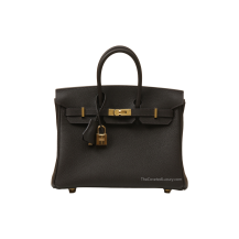 Hermes Birkin 25 Togo Leather Bai Brun Gold Hardware Front View