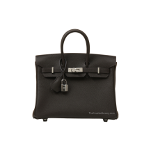 Hermes Birkin 25 Togo Leather Bai Brun Palladium Hardware Front View