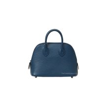 Hermes Bolide 18 Chevre Leather Bleu Tie Silver Hardware Front View