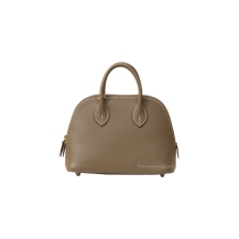 Hermes Bolide 18 Chevre Leather Etoupe Gold Tone Hardware Front View