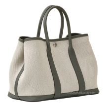 Hermes Garden Party 30 Canvas and Negonda Leather Gris Meyer Palladium Hardware Front View