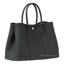 Hermes Garden Party 30 Negonda Leather Ardoise Silver Hardware Angled View
