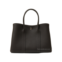 Hermes Garden Party 30 Negonda Leather Ébène Silver Hardware Front View