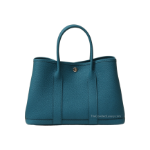 Hermes Garden Party 30 Negonda Leather Bleu Izmir Silver Hardware Front View