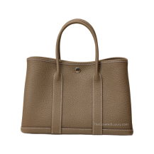 Hermes Garden Party 30 Negonda Leather Etoupe Silver Hardware Front View