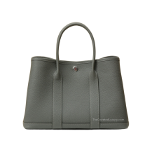 Hermes Garden Party 30 Negonda Leather Gris Meyer Palladium Hardware Front View