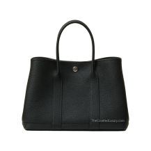 Hermes Garden Party 30 Negonda Leather Noir Silver Hardware Front View