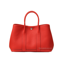 Hermes Garden Party 30 Negonda Leather Rouge De Cœur Silver Hardware Front View