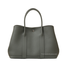 Hermes Garden Party 36 Negonda Leather Gris Meyer Palladium Hardware Front View