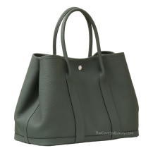 Hermes Garden Party 36 Negonda Leather Vert Amande Silver Hardware Angled View