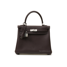 Hermes Kelly 25 Evercolor Leather Rouge Sellier Palladium Hardware Front View