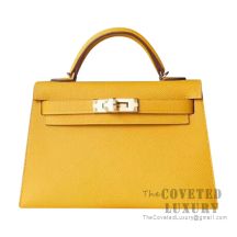 Hermes Mini Kelly II Bag 9D Ambre Epsom GHW