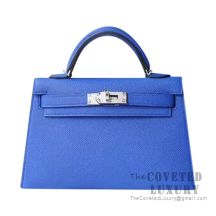 Hermes Mini Kelly II Bag I7 Blue Zellige Epsom SHW