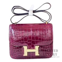 Hermes Mini Constance 18 Bag N5 Cassis Shiny Alligator GHW