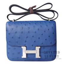 Hermes Mini Constance 18 7L Blue De Malte Ostrich SHW